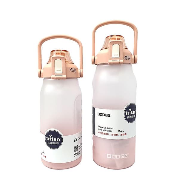Stor Bærbar Plast Gradient Straw Cup Hvit + Tilfeldige Klistremerker + Tilfeldige Stereo Klistremerker 2000ml