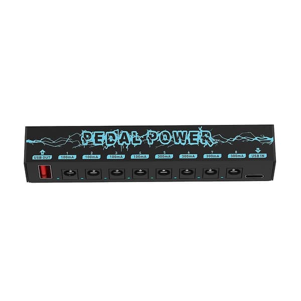 8 Uttak for 9V Pedaler Gitar Effektpedaler med Blå LED Instruksjonssett