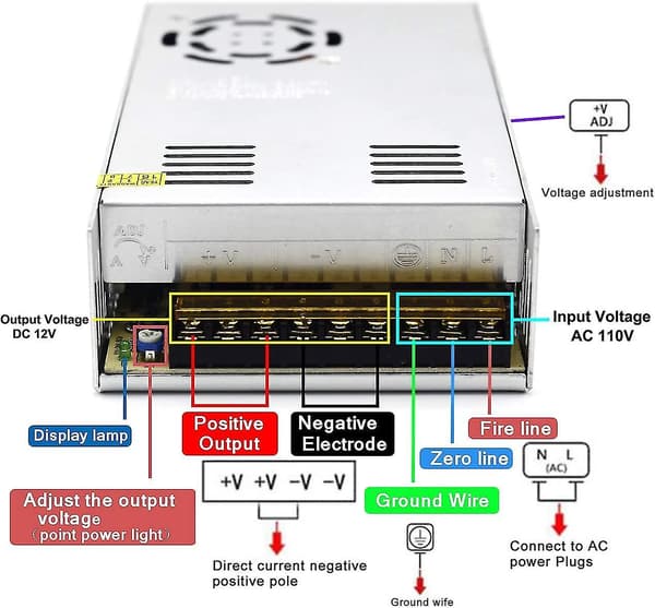 12v 30a Dc Universell reglerad switchad strömförsörjning 360w