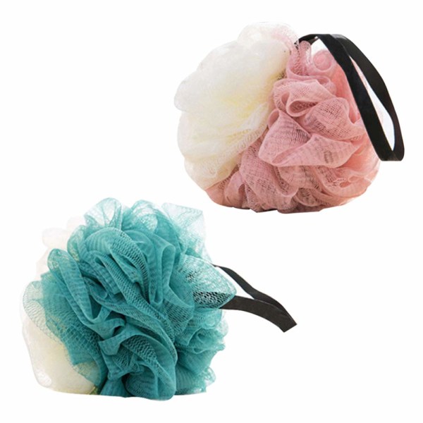 2-pack duschsvamp exfolierande luffa fluffig mesh puff badboll kropp & ryggskrubb