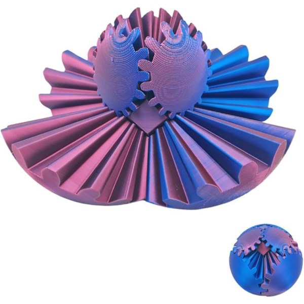 Gear Ball Fidget, 3D-printet Gear Ball Puslespillkube Fidget Leke, GearSphere - Steampunk Roterende Underverk Fidget Gear Ball (8 cm) (Laser)