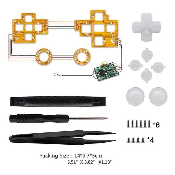 Multifarvede Lysende D-Pad Thumbsticks Face Buttons LED Kit til Controller 6 Farver Trykstyring Med Knapper