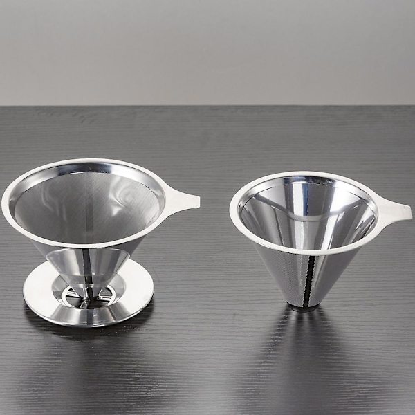 Genanvendelig Rustfrit Stål Hæld-Over Kaffe Filter Kegle Drypper med Kop Stativ