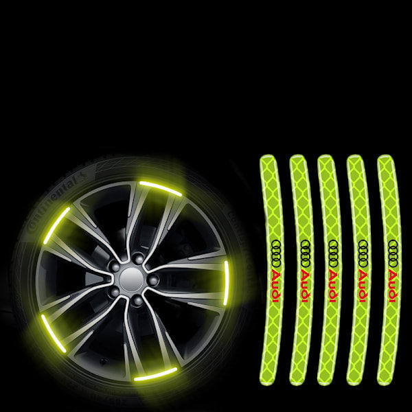 20 stycken hjulreflexklistermärken säkerhet självlysande reflexremsor - Audi (set)