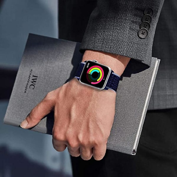 Joustava hihna yhteensopiva Apple-rannekkeiden kanssa, säädettävä venyvä punottu elastinen nylon iWatch 7:lle --- Punainen 38/40/41mm