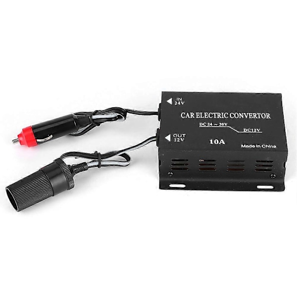 10A 24V til 12V Spenningsomformer Bilstrømforsyning Trinn-Ned Transformer Universell for Bobiler Lastebil Yacht