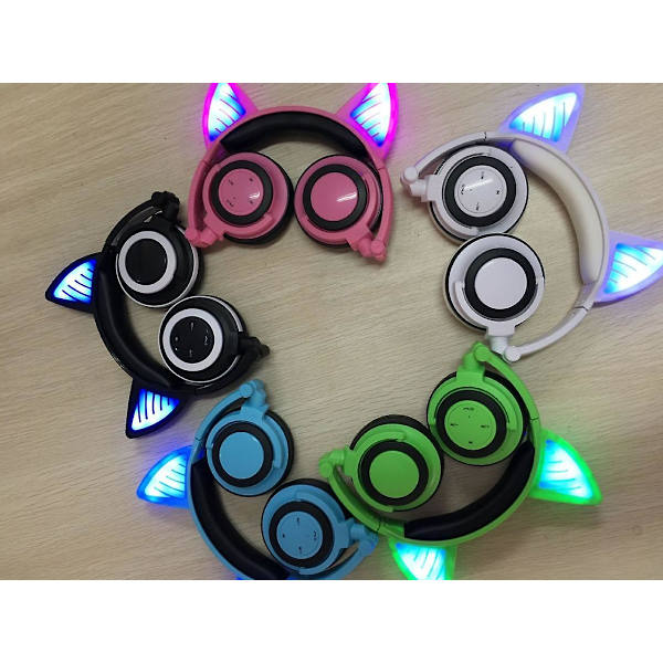 Gaming Bluetooth 5.0 Trådløse Høretelefoner In-Ear Kattelys Foldbare Musik Høretelefoner med 3,5 mm Mic til Voksne og Børn TV Gaming Musik Pad Laptop Mob