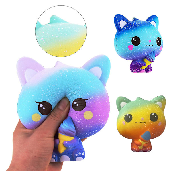 Mjukt Tryckdjur Flexibelt Stressavlastande Flerfärgad Squishy Katt Avkopplingsspel Leksak för Barn