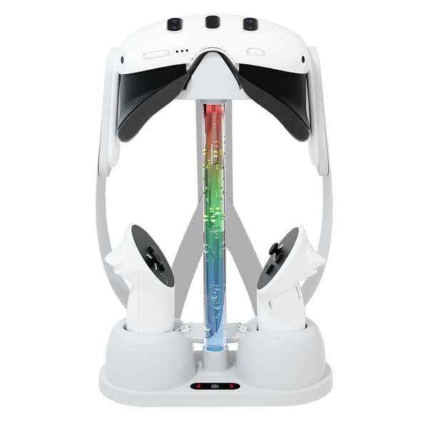VR Controller Ladestation til Meta Quest 3, VR Headset Stativ til Oculus Quest 3 med RGB Lys, til Quest 3 Tilbehør