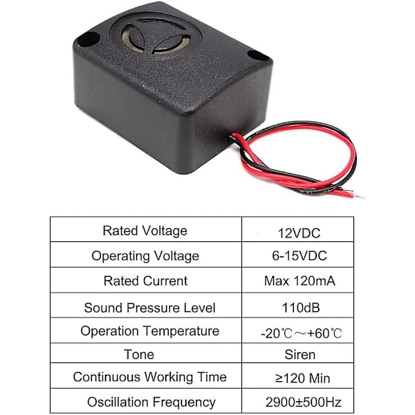 5 stk 110db Elektronisk Svart Mini Piezo Alarm Sirene Dc 12v Forsikring Tyverisikring Høydecibel Kvadratisk Skall Aktiv Summeralarm For Biler Sikkerhetsskap