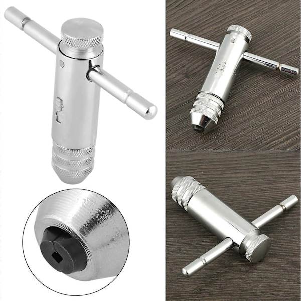 Uusi 3mm-8mm Käännettävä M3-M8 T-kahvainen Rattaallinen Tap-Avaimenpidike Tap- ja Die-sarjalle