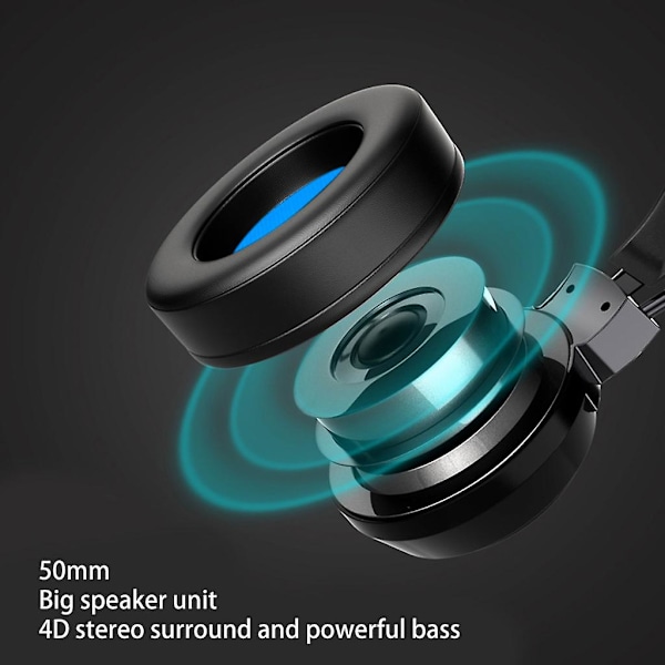 Lättvikts Stereo Gaming Headset med LED-bakgrundsbelysning, Cool RGB Regnbåge