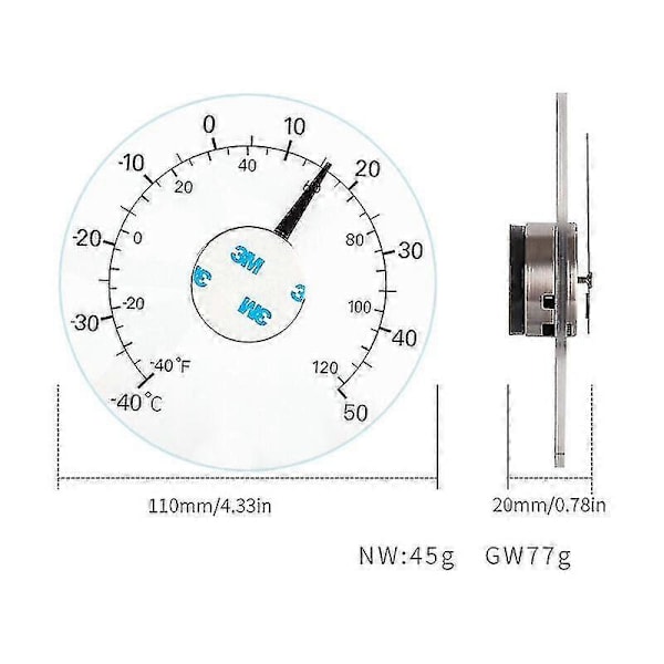 Utendørs Termometer, Vanntett Vinduetermometer Makron Transparent Utendørs Hage Termometer-
