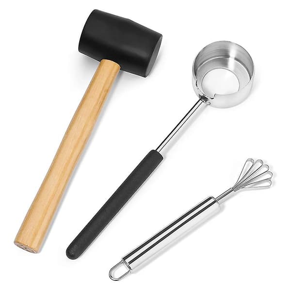 Åbner Sæt Kød Fjernelse med Hammer Rustfrit Stål Sikker til Unge Kokosnødder Ny