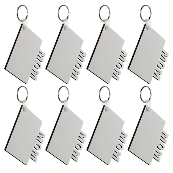 8 stk Metall Nøkkelring Nøkkelkjeder Blanker Bulk Hjerte Blanke Etiketter Sublimering Henger Nøkkelring DIY Blank Nøkkelring