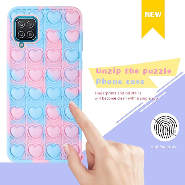 Trendikäs hauska Samsung Galaxy A12 5G -puhelimen kuori, silikoninen piirretty hauska söpö tyylikäs kawaii fidget ainutlaatuinen tyylikäs suunnittelija hauska suojakuori poikille tytöille naisille