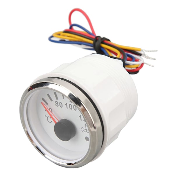 52MM Vandtemperaturmåler 40 til 120C DC9 til 32V Pegemåler Vandtemperaturmåler med Baggrundsbelysning til Campingvogne, Yachter, Fiskekuttere Hvid Skive Sølvramme