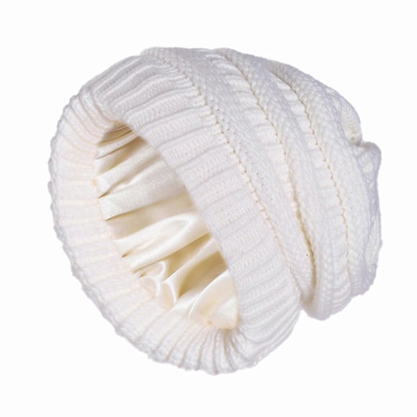 Dametøj Vinter Varmt Beanie Twill Knit Mode Ribbet Tyk Hat (hvid)