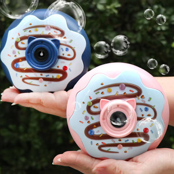Bubbelmaskin Donuts Design Elektrisk Leksak för Barn Automatisk Ljus och Musikeffekt för Utomhus