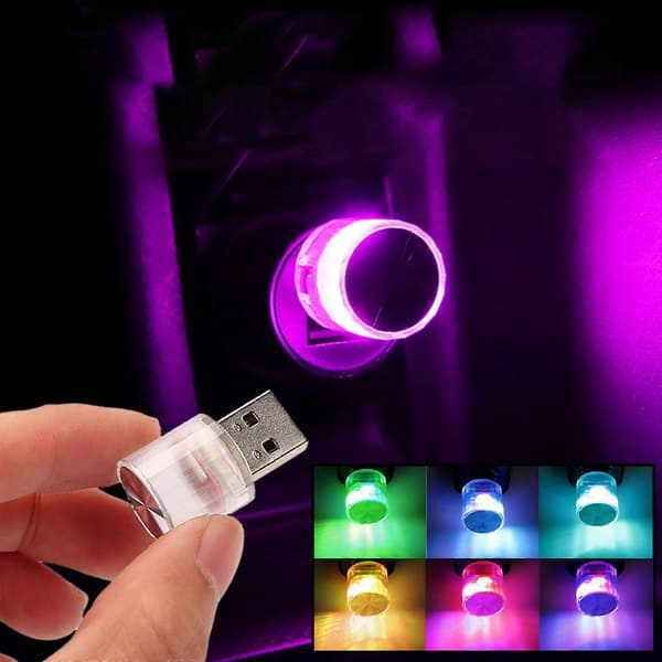 USB LED Stemningslys til Bilens Indvendige Stikkontakt - Dekorationslampe til Bilcomputer
