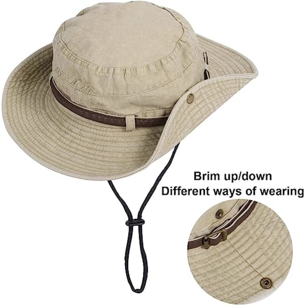 Herre Foldbar Solhat Jagthat Anti-UV Udendørs Bjergbestigning Rejsehat Spandhat, Khaki