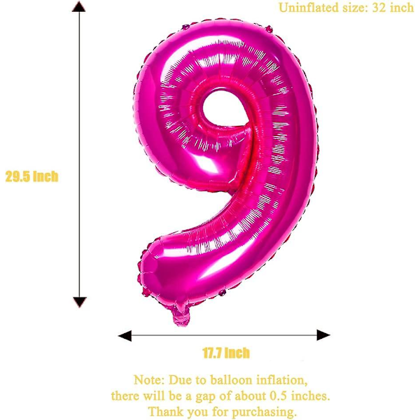 32 Tommer Rosa Nummer 2 Ballonger Folieballon Digital Bursdagsfest Dekorasjonsartikler (Rosa Nummer 2 Ballon)