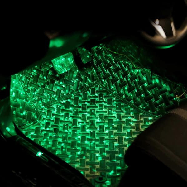 4 stk LED-lys for bilinteriør - Atmosfærisk glød, neonstrimler, dekorasjonslampe