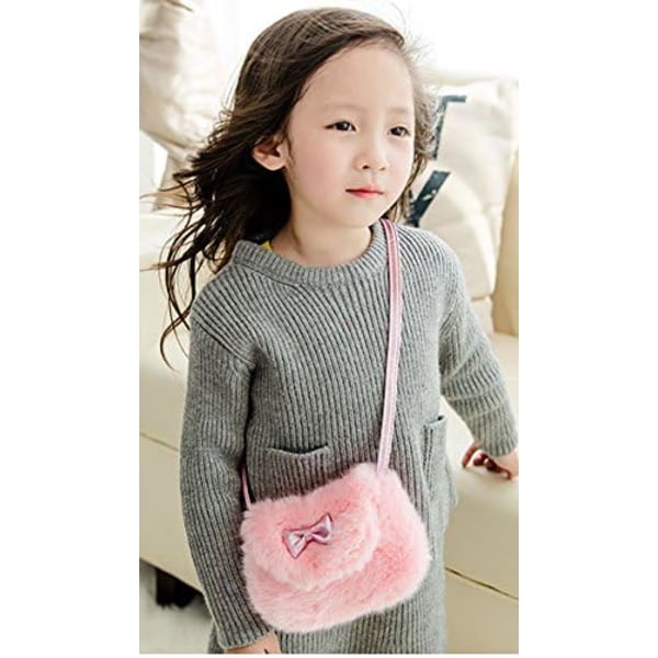 Børn Piger Småbørn Sød Pelsagtig Mini Skuldertaske Crossbody Taske Telefon Etui Stativ Lille Pung Clutch Crossbody Taske Håndtaske