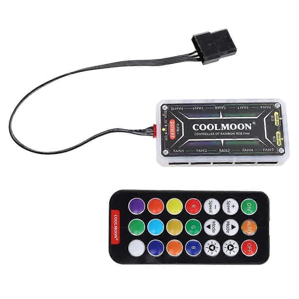 COOLMOON Datorlåda Fläkt Intelligens Musikstyrenhet Fjärrkontroll 12V 10A