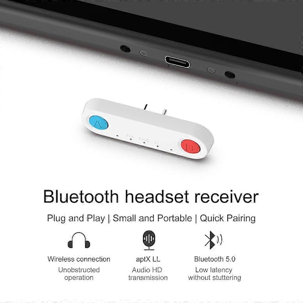 Egnet til Switch Lite Bluetooth-kompatibel Headset Adapter Converter Bluetooth-kompatibel Adapter 5.0 Transmitter