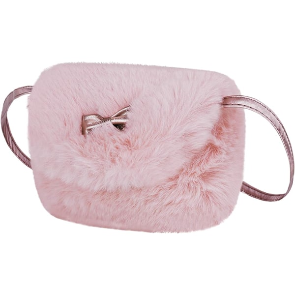 Barn Flickor Småbarn Söt Luddig Mini Axelväska Crossbody Väska Telefonfodral Ställ Liten Plånbok Clutch Crossbody Väska Handväska