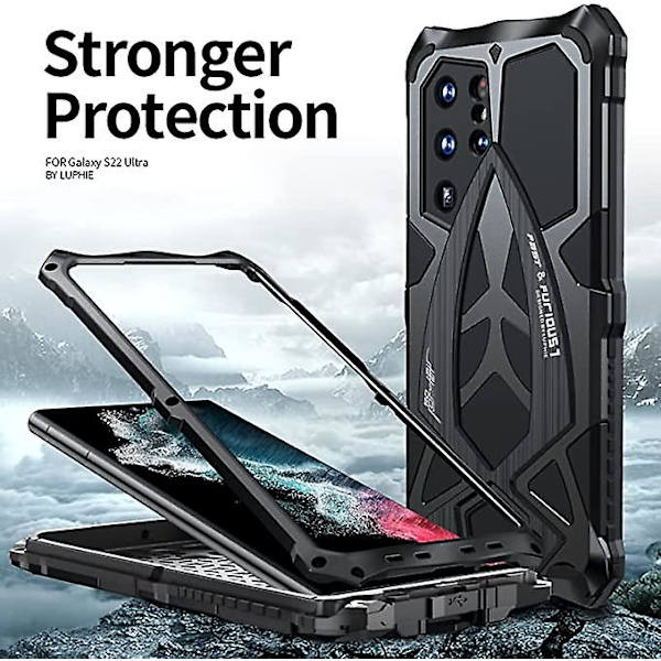 Yhteensopiva Samsung Galaxy S21 Ultra Metallikotelon kanssa, Kylmä Alumiini Panssari Iskun- ja Pudotussuojattu Kotelo Sotilaallinen Raskas Tehokas Suojaava Kotelo Galaxy S21:lle
