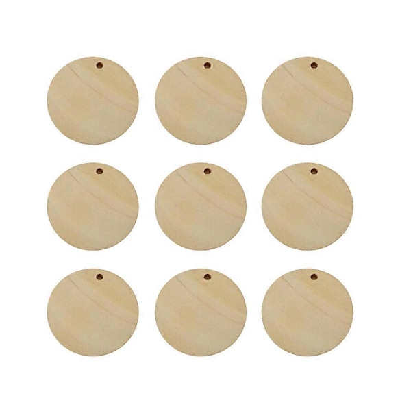 50 st Rund Träskivor Hänge DIY Smycken Tillbehör Enkelt Hål Träskivor Hänge (40mm)