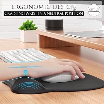 Ergonomisk musematte med gel håndleddsstøtte, sklisikker PU-base for smertelindring, komfortabel musematte for datamaskin, bærbar PC.