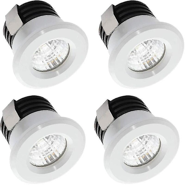 Sæt af 4 Mini Indbyggede LED-Spots 3W Varmt Hvid, Mini LED-Spotlight til Butikvindue, Nummerpladelys Inkl. Separat Transformer [Energiklasse A