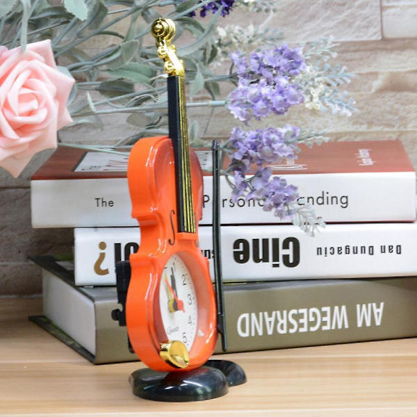 SAYTAY Sovrumsväckarklocka, Mini Violin Väckarklocka, Student Heminredning Skrivbords Klocka