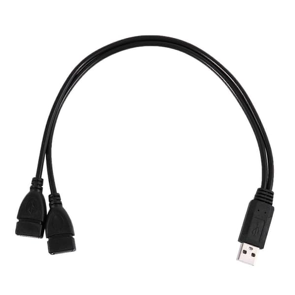 USB 2.0 A-uros naar 2 kaksois-USB-naaras Y-jakaja Hub virtajohtoadapterikaapeli