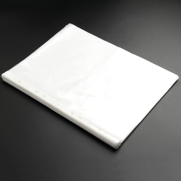 A4 Klar Plastlomme med Hul til Papir, Mappelomme, Tegnebog, Ærme, Taske, UK Model: 100 stk