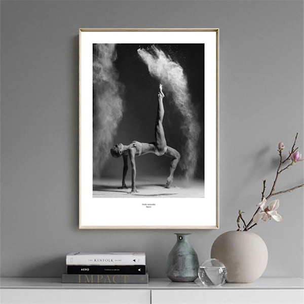 Wekity Ballet Solo Væghængt Canvas Print Poster, Enkel Mode Sort og Hvid Fotografi Kunst Dekoration til Hjemmet Stue Soveværelse Kontor (Sæt af 3 Uindrammet)