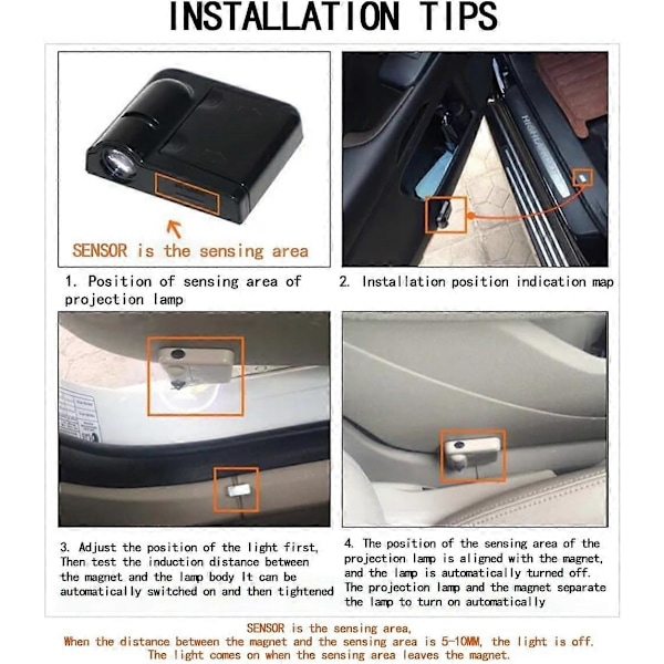 2 stk. Velkomstlys til bil til Mitsubishi Colt/Lancer/ASX/Eclipse, LED-projektionslys til bil, Autodele