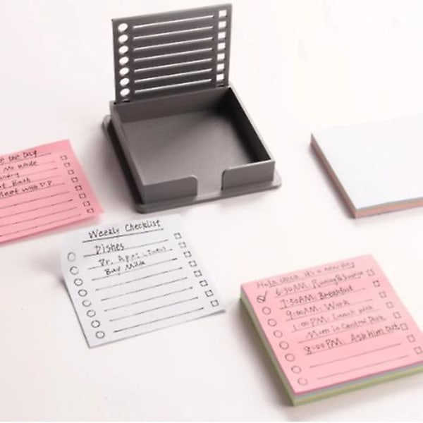 Sticky Note Holder, Sticky Note Dispenser Kompatibel med Post-It Note, Post It Note Organizer til 3x3 Selvklæbende Noteblokke, Ekskluderer Sticky Notes