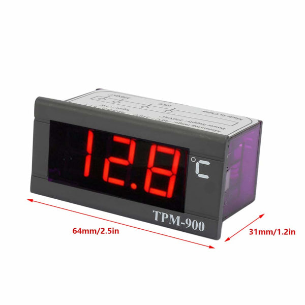 Tat Avec Sonde Tpm-900 220V Digital Temperaturkontroller LED Panelmätare med Sensor Tat Controller P 900 Svart