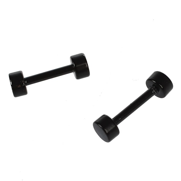 1 Par Mænds Barbell Titanium Stål Ørestikker 4mm Sort