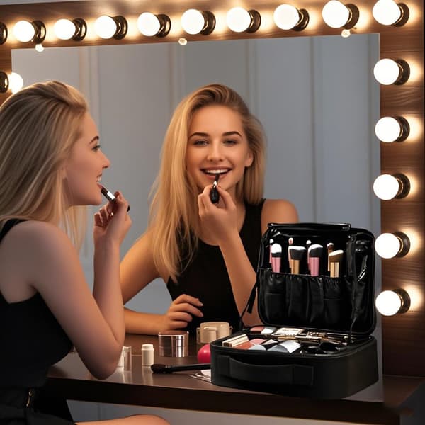 makeup rejsetaske - toilettaske / kosmetiktaske til al din makeup - Sort