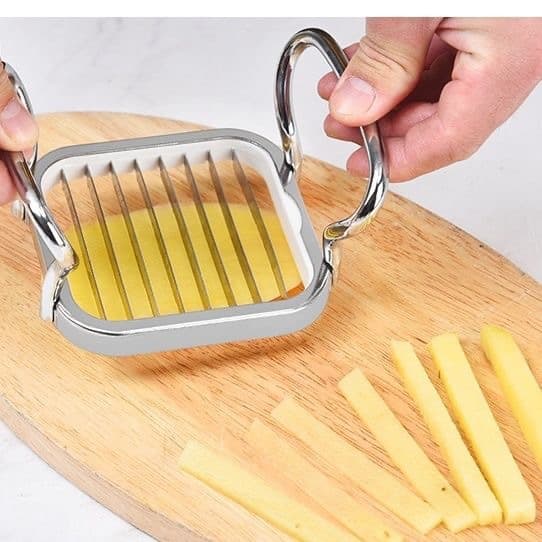 Rustfritt stål 5-i-1 multifunksjonell fruktkutter: Epleskjærer, pommes frites-kutter og reddikstrimmelkutter