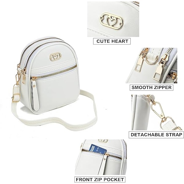 Liten Crossbody-väska för Dam, Lätt Telefonväska Mini Handväska med Justerbar Axelrem och Dragkedjeficka