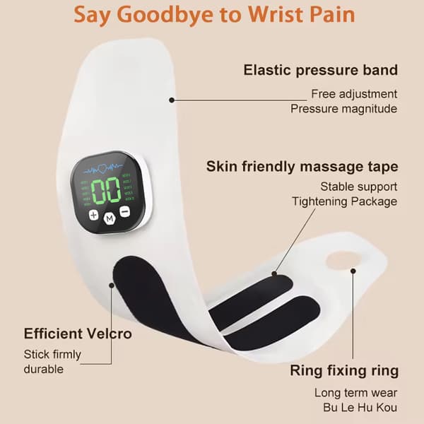 EMS Seneskede Håndledsmassager, Smart Håndledsstøtte, Hjemmebrug, Universal Smart Håndledsstøtte