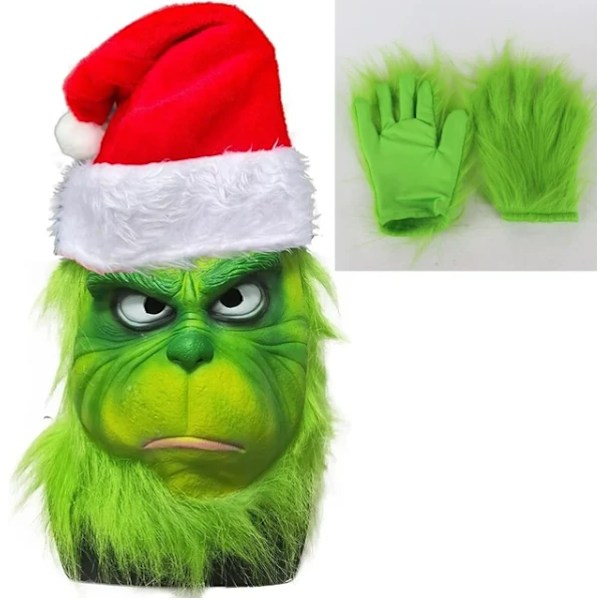 Julemaske og hansker kostyme Geek Steal Halloween Cosplay Grinch og hansker