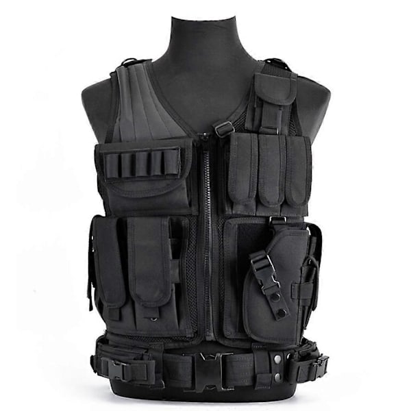 Sotilaallinen Taktinen Raskas Liivi Holster-pidikkeellä Musta