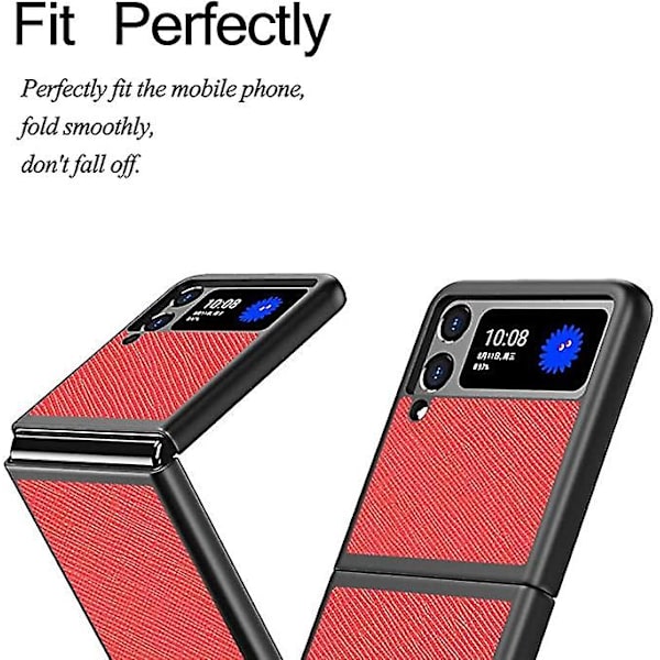 Designad för Samsung Galaxy Z Flip 3 5G Skal Ultratunt Läder Hård PC Helkropp Smalt Hållbart Skyddande Telefonfodral Omslag för Samsung Galaxy Z Flip3